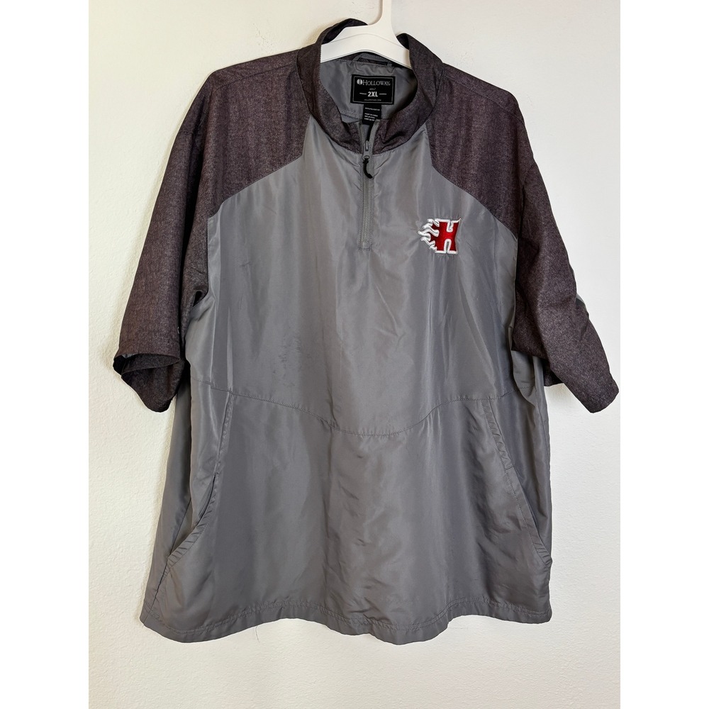 Holloway Mens 2XL Gray Short Sleeve Quarter Zip Windbreaker Pullover Jacket